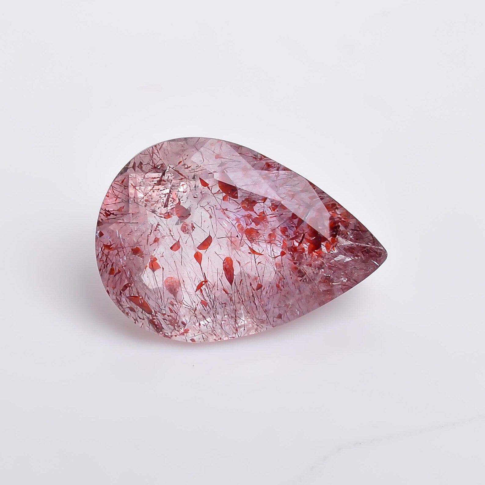 natural elestial quartz pear shape cut stone loose gemstone